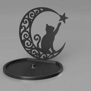 Cat on the Moon Incense Holder