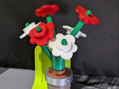 Large Brick style narrow stem, flower and pot