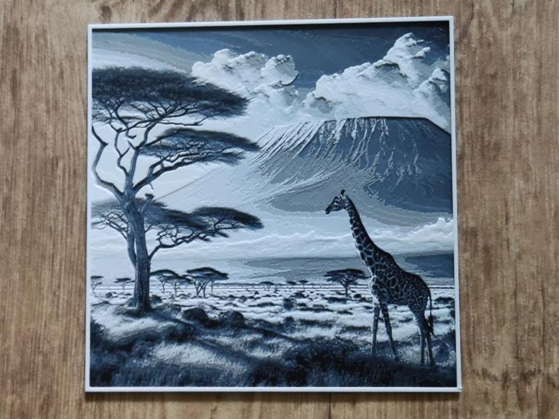 Giraffe and Kilimanjaro - hueforge