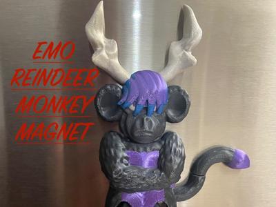 EMO Reindeer Christmas Monkey Magnet