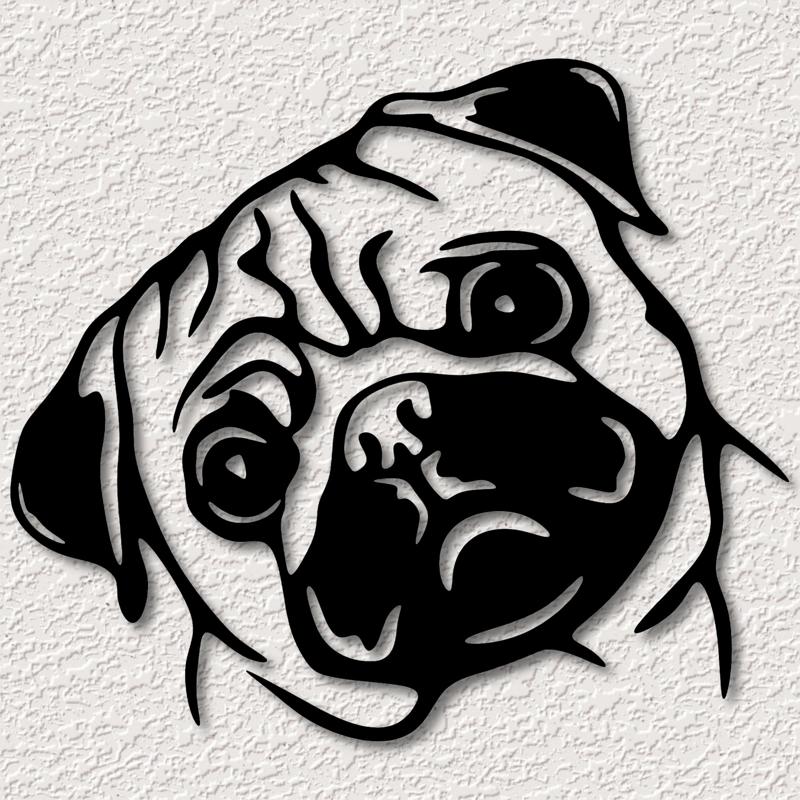realistic Pug dog wall art pug puppy wall decor 2d art animal