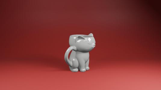 Cat Cup Pot – 3-in-1 Vase, Planter & Pencil Holder with Tail Handle STL