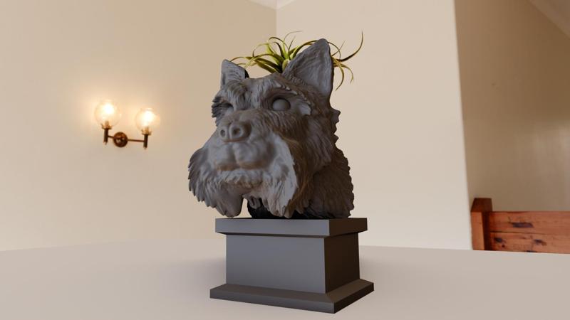 yorkshire terrier bust planter pot flower vase pose 3 stl