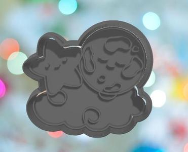 Baby Shower Moon and Star On Cloud Cookie Cutter