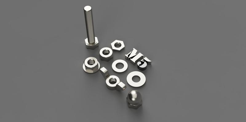 M5 HEX bolts, nuts and washers