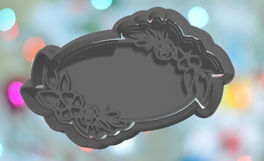 Floral Oval Plaque Cookie Cutter