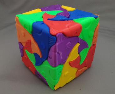 M C Escher Fish #20 in a 3D cube