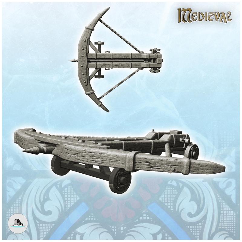 Wooden ballista siege engine on two wheels (1) - Medieval Gothic Feudal Old Archaic Saga 28mm 15mm