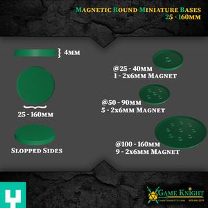 Wargaming Round 2x6mm-Magnetic Miniature Bases