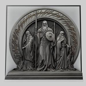 Lord of Rings Theoden 3d printer relief medallion stone tablet obj stl