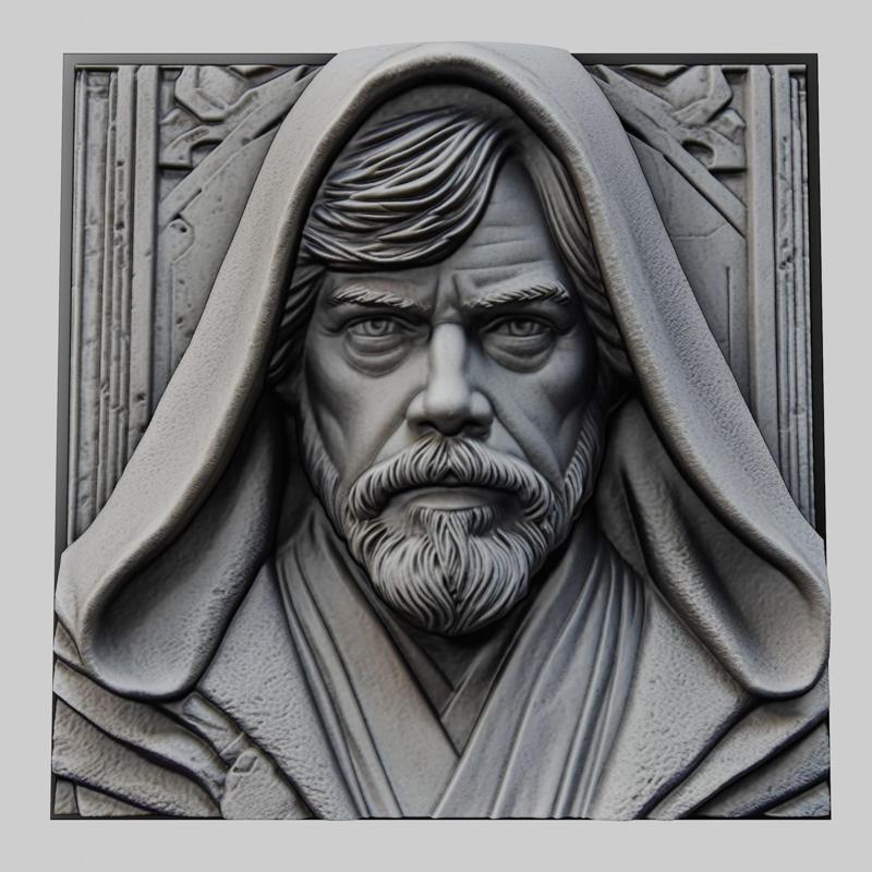 Star Wars Luke Skywalker 3d printer relief medallion stone tablet obj stl
