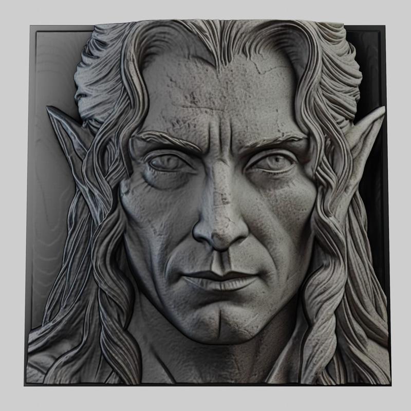 Lord of Rings Elrond 3d printer relief medallion stone tablet obj stl