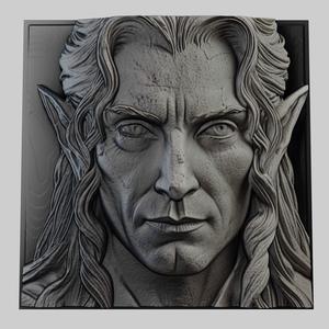Lord of Rings Elrond 3d printer relief medallion stone tablet obj stl