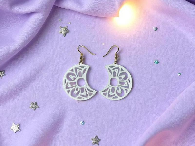 Mandala moon earrings