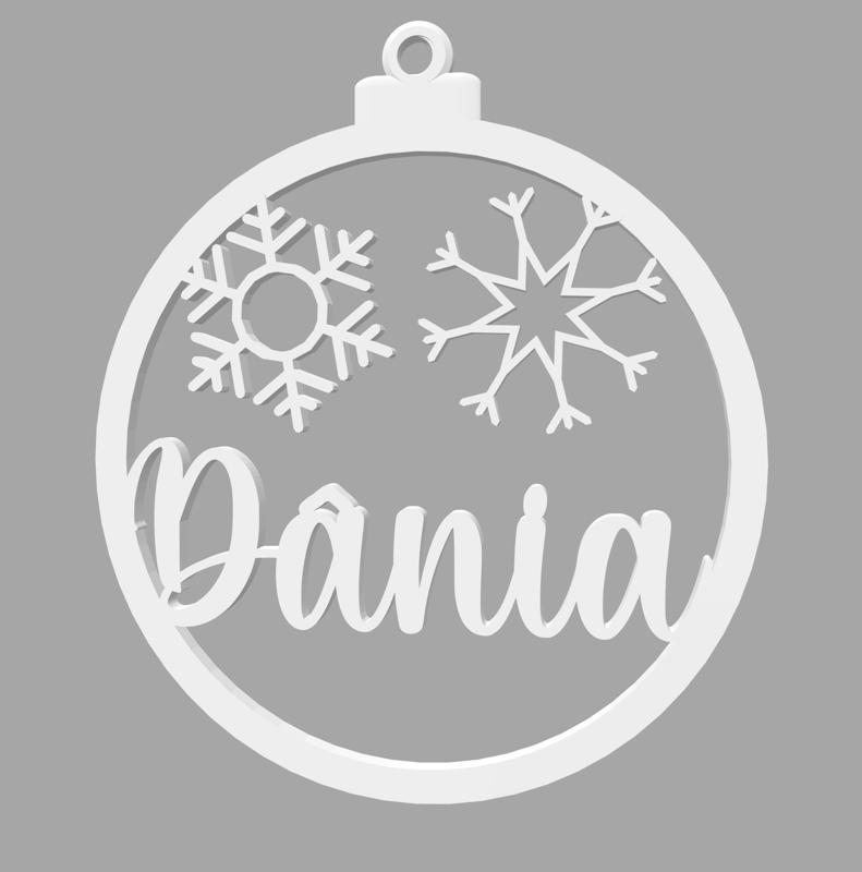 DÂNIA - BOLA DE NATAL COM NOME - ORNAMENTO