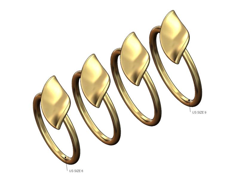 Side tilted twisted leaf band US sizes 6to9 3D print model