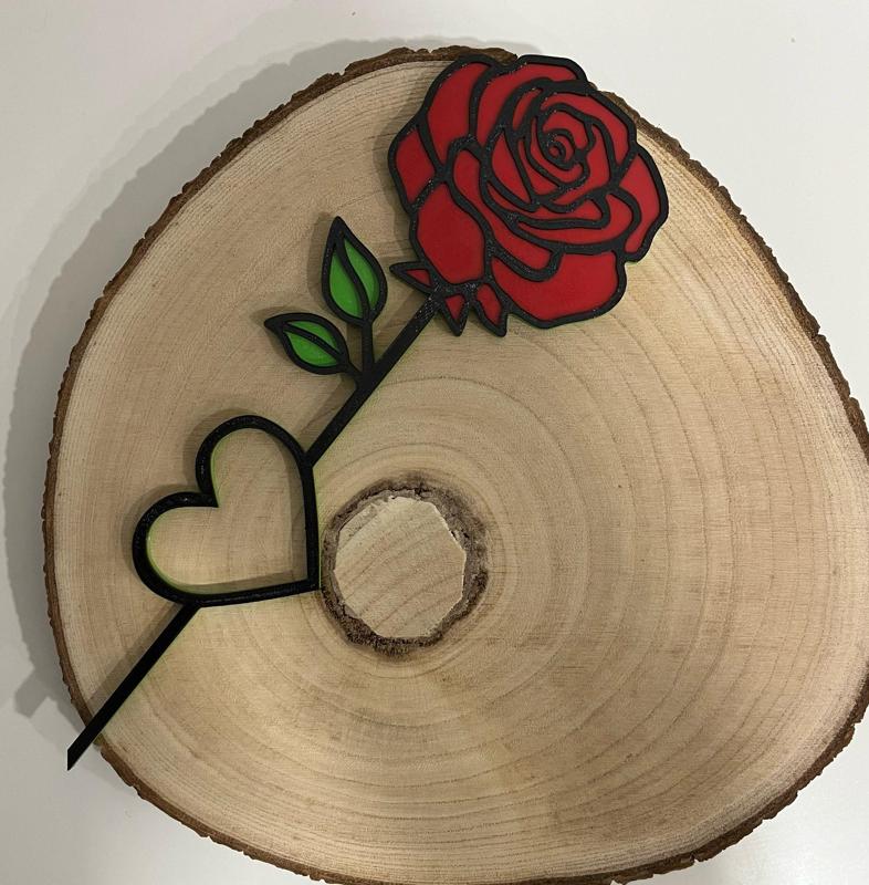 Valentine Rose With Heart - Multicolor