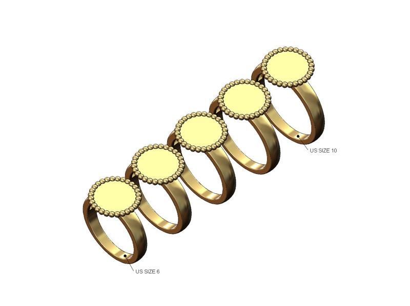 Beaded round disk ring US sizes 6to10 3D print model