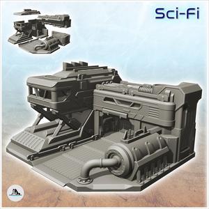Sci-Fi headquarters with command post and tank (15) - Future Sci-Fi SF Infinity Terrain Tabletop Scifi