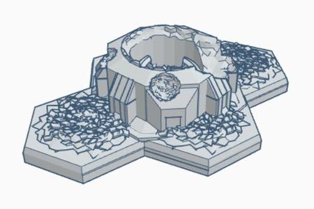 Ruined Armored Silo with hex Base MilRHB003