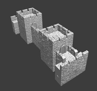 T-pieces with tower, to make internal areas - Modular castle System