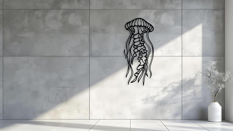 Stylized Jellyfish Wall Art Digital File for Laser and CNC