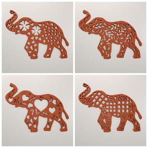 Elephant Wall Decoration Set of 4 WASET3