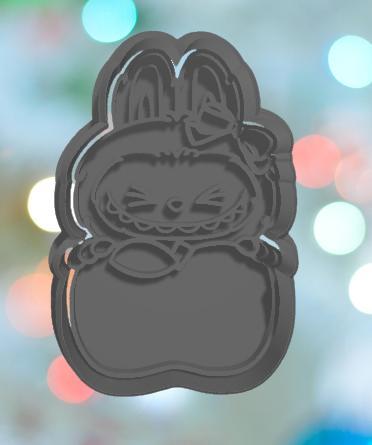 Labubu With Bow Apple Plaque Cookie Cutter
