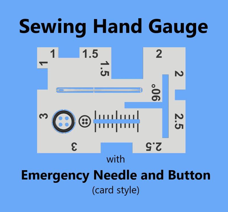 Sewing / Seam Hand Gauge Card with Emergency Needle and Button