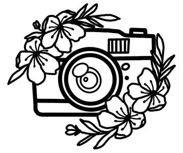 camera with flower wallart