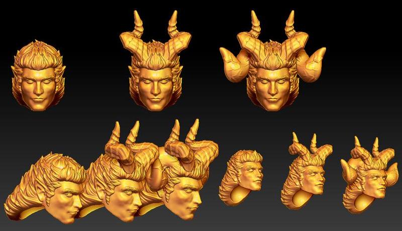 Demon head (human, tiefling, demon style)