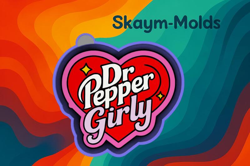 💖 Dr Pepper Girly Heart – Freshie, Keychain, Resin & Candle Mold