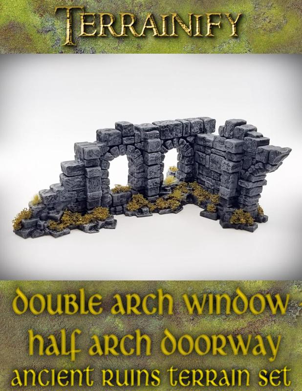 Double Arch Window - Half Arch Door: Ancient Ruins Terrain Set