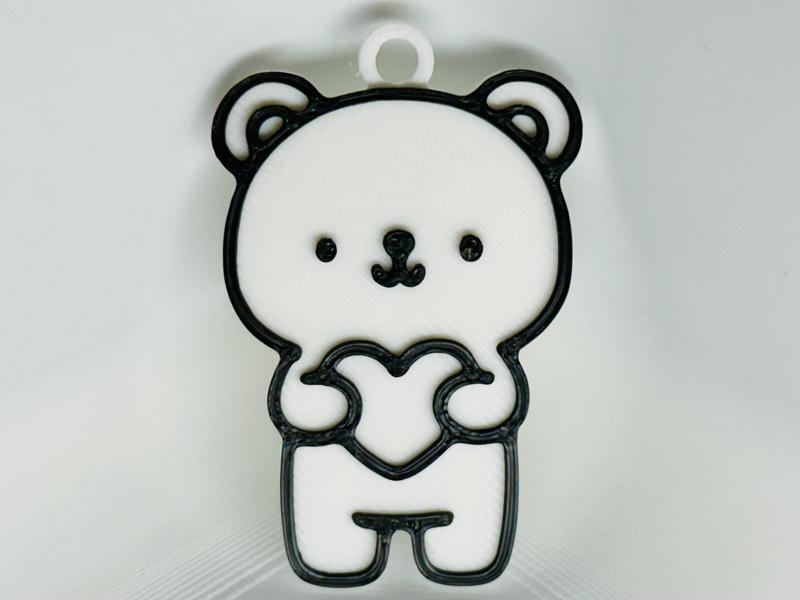Bear Holding a Heart Keychain