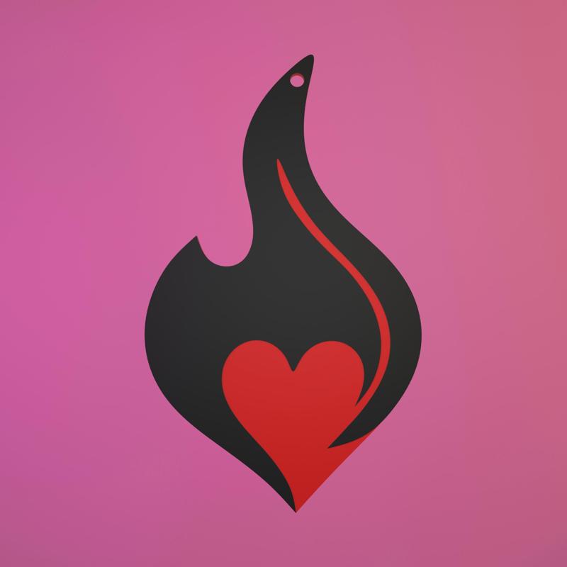 keychain heart fire