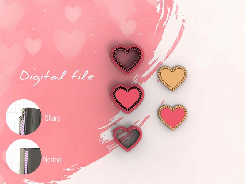 Valentine Heart Pie Polymer Clay Cutter | Digital STL File | 4 Sizes | 2 Cutter Versions