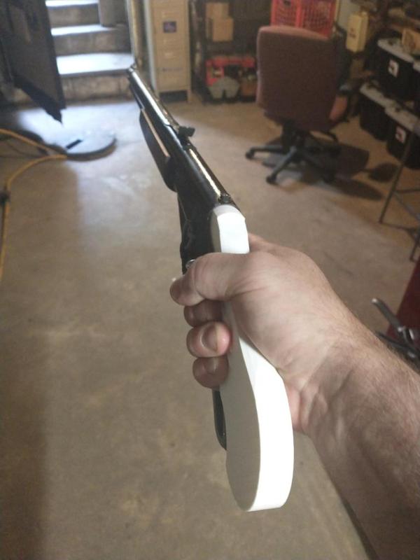 Red Ryder dog bone grip with vault tec logo