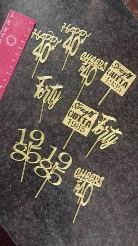 40th Birthday cupcake toppers