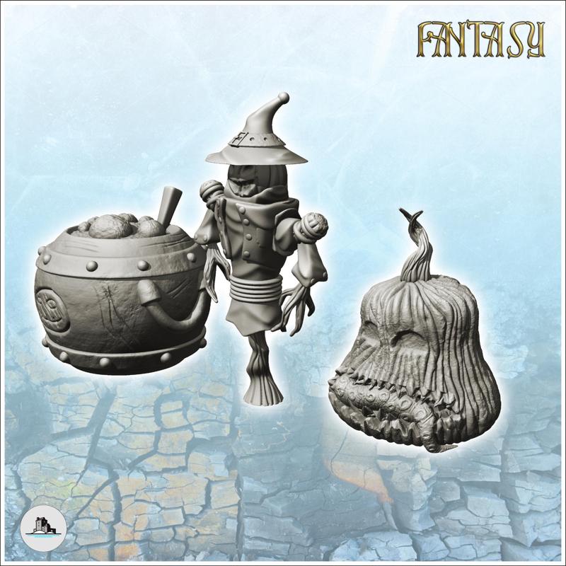 Set of Halloween accessories with witch and pumpkin head (2) - Medieval Fantasy Magic Feudal Old Archaic Saga 28mm 15mm
