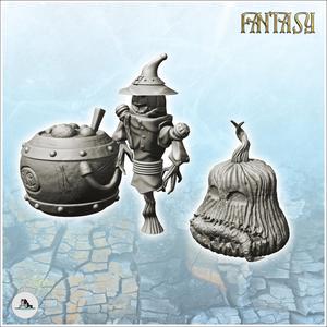Set of Halloween accessories with witch and pumpkin head (2) - Medieval Fantasy Magic Feudal Old Archaic Saga 28mm 15mm