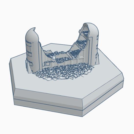 Sci-Fi Ruined Building 8 Hex Map Scale HMSSFR008