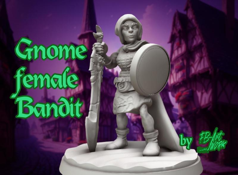 DnD miniature Gnome female bandit