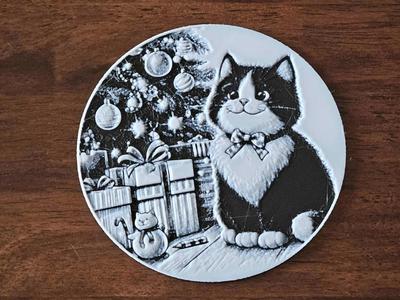 Christmas Kitten Coaster