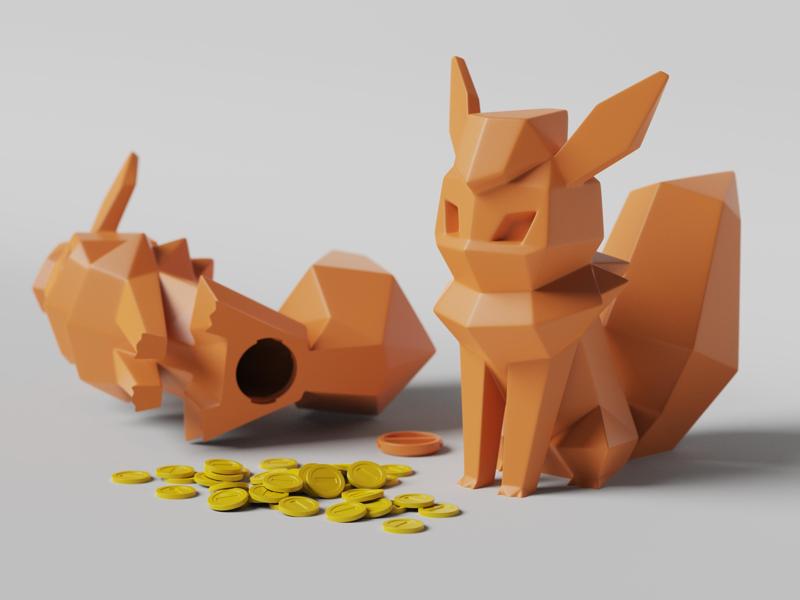 Low-poly Flareon - Piggy Bank