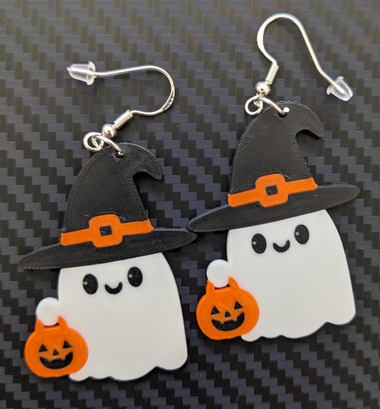 Cute Halloween Ghost Trick or Treating Earrings