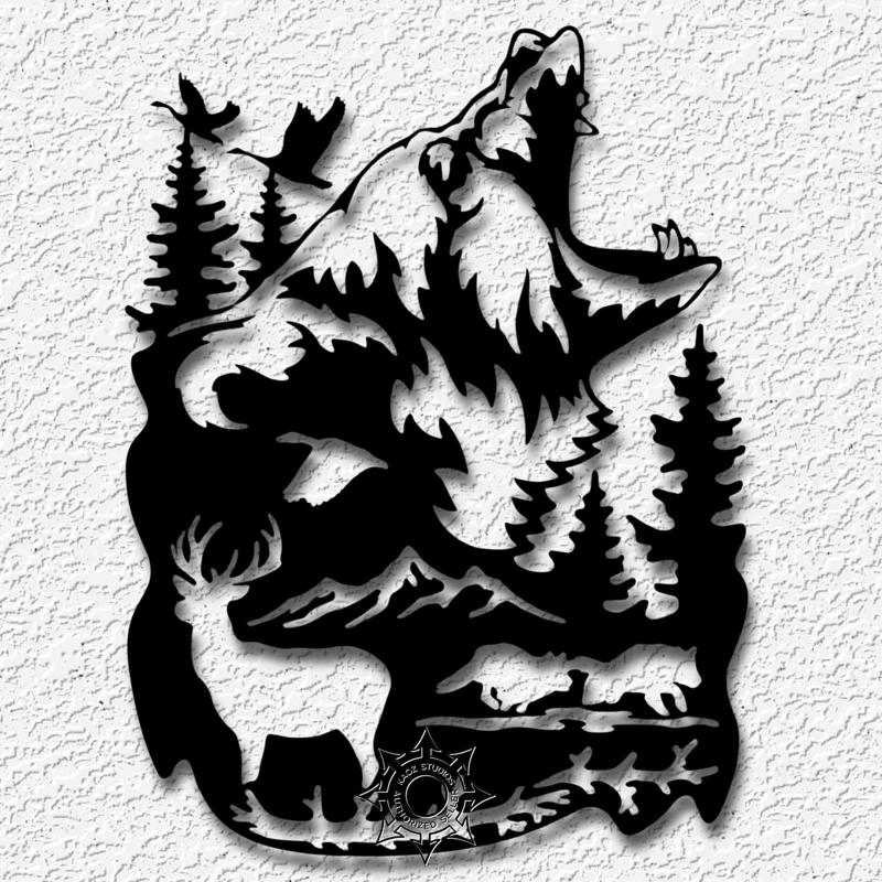 bear forest scene wall art nature wildlife decor