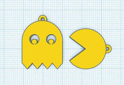 pac-man and ghost keychain