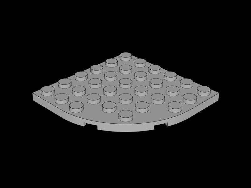 Lego Compatible (6003.dat) Plate  6 x  6 with  4 x  4 Round Corner