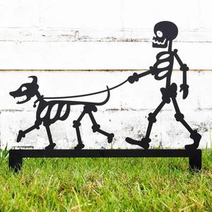Outdoor Pet Skeleton Halloween Decor, Halloween Outdoor Garden Signs, Dog Cat Decor Halloween Yard Stakes Halloween Skeleton Pet Decor