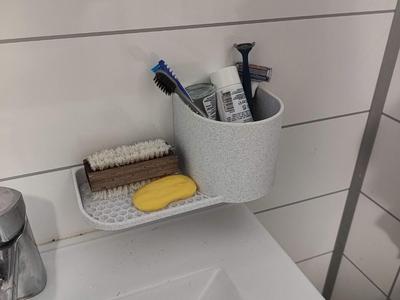Toothbrush and soap tray